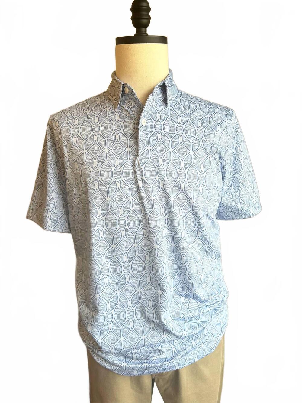 NEW MIZZEN + MAIN men's woodblock halyard polo in blue